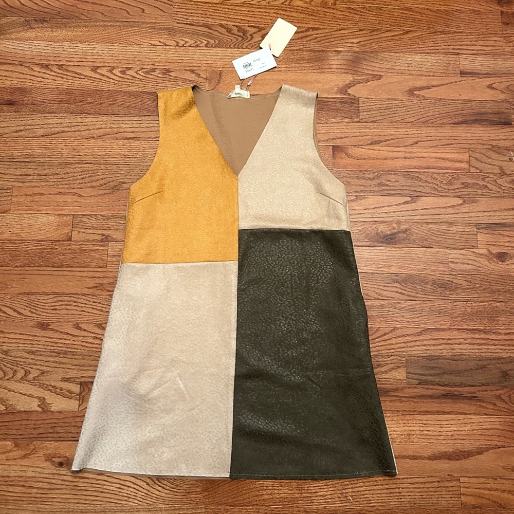 ENTRO WOMENS SIZE L Patchwork Dress NEW WITH TAGS